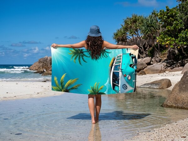 Gyorsan száradó strandfürdőlepedő BREEZIO türkizkék 70 x 140 cm, 100% mikroszál