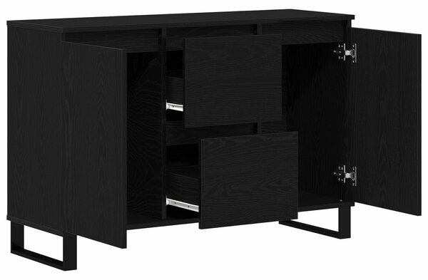 VidaXL Sidebord Fekete tölgy MDF fekete tölgy furnérral Közepes