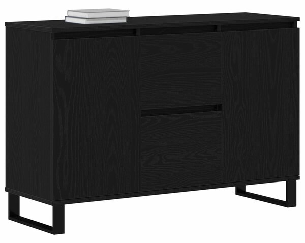 VidaXL Sidebord Fekete tölgy MDF fekete tölgy furnérral Közepes