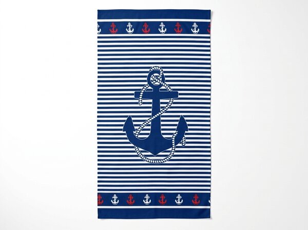 Gyorsan száradó strand fürdőlepedő MARITIMO kék-fehér 70 x 140 cm, 100% mikroszál