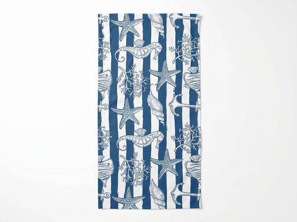 Gyorsan száradó strandfürdőlepedő NAUVIA kék-fehér 70 x 140 cm, 100% mikroszál