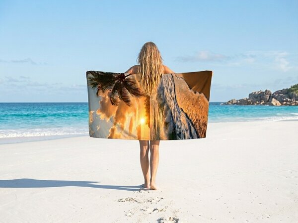 Gyorsan száradó strand Fürdőlepedő SUNSETA színes 70 x 140 cm, 100% mikroszál