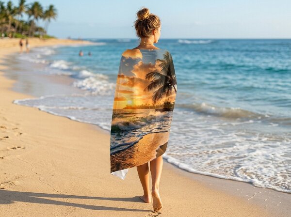 Gyorsan száradó strand Fürdőlepedő SUNSETA színes 70 x 140 cm, 100% mikroszál