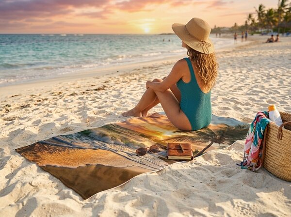 Gyorsan száradó strand Fürdőlepedő SUNSETA színes 70 x 140 cm, 100% mikroszál