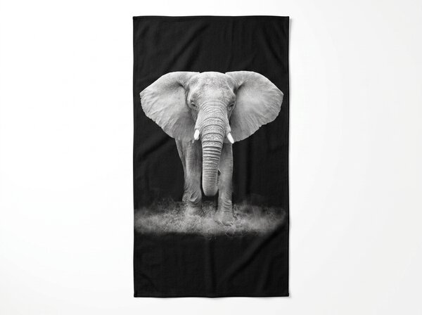Gyorsan száradó XXL strand Fürdőlepedő ELEPHOS fekete-szürke 150 x 210 cm, 100% mikroszál
