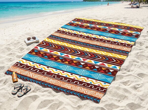 Gyorsan száradó XXL strand fürdőlepedő AZTECA színes 150 x 210 cm, 100% mikroszál