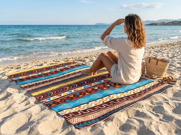 Gyorsan száradó XXL strand fürdőlepedő AZTECA színes 150 x 210 cm, 100% mikroszál