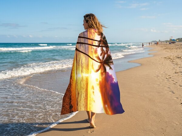 Gyorsan száradó XXL strandfürdőlepedő SUNDARA színes 150 x 210 cm, 100% mikroszál