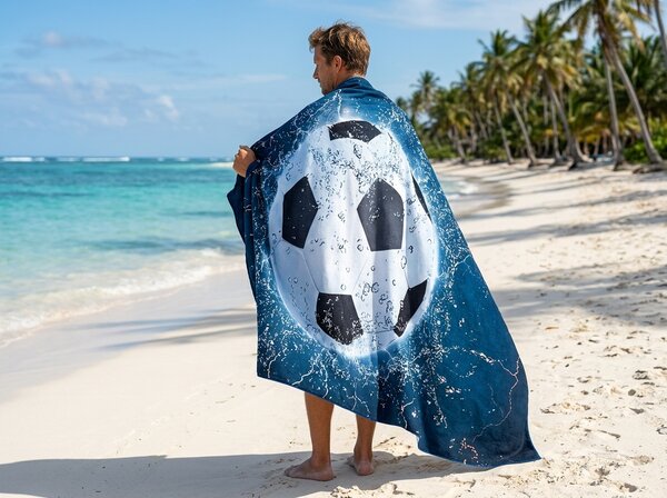 Gyorsan száradó XXL strandfürdőlepedő GOALIX kék-fehér 150 x 210 cm, 100% mikroszál