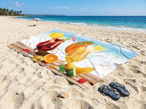 Gyorsan száradó XXL strandfürdőlepedő DRINKOZA színes 150 x 210 cm, 100% mikroszál