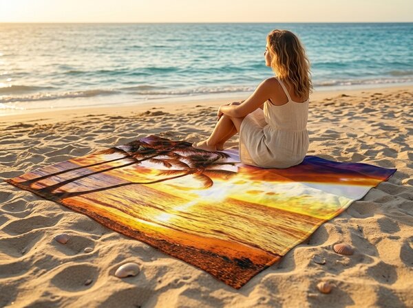 Gyorsan száradó XXL strandfürdőlepedő SUNDARA színes 150 x 210 cm, 100% mikroszál