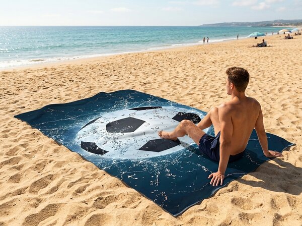 Gyorsan száradó XXL strandfürdőlepedő GOALIX kék-fehér 150 x 210 cm, 100% mikroszál