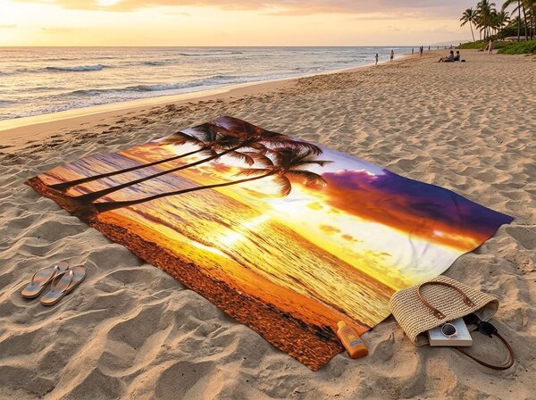 Gyorsan száradó XXL strandfürdőlepedő SUNDARA színes 150 x 210 cm, 100% mikroszál
