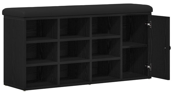 VidaXL Cipőpad fiókkal tárolóval Fekete 100 x 30 x 48 cm Faanyag
