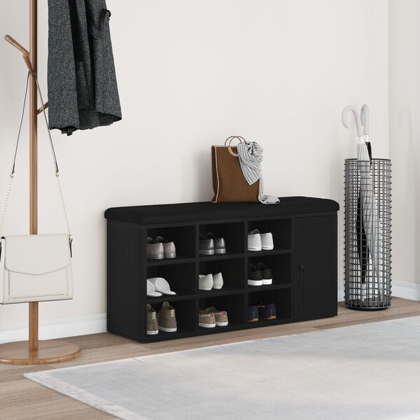VidaXL Cipőpad fiókkal tárolóval Fekete 100 x 30 x 48 cm Faanyag