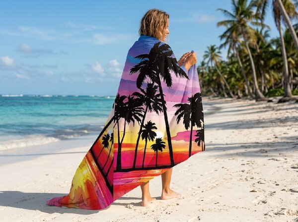 Gyorsan száradó XXL strandfürdőlepedő SERIVA színes 150 x 210 cm, 100% mikroszál
