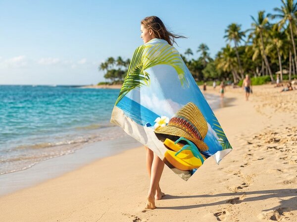Gyorsan száradó XXL strandfürdőlepedő SANDORA színes 150 x 210 cm, 100% mikroszál