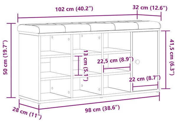 VidaXL Cipőpad fiókkal tárolóval Fekete 100 x 30 x 48 cm Faanyag