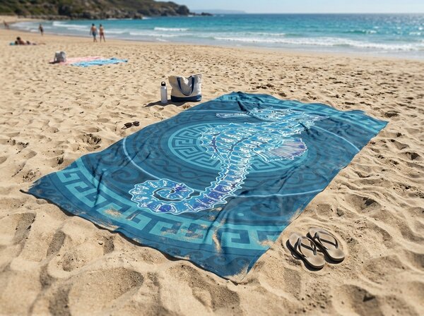 Gyorsan száradó XXL strandfürdőlepedő HIPPORA kék 150 x 210 cm, 100% mikroszál
