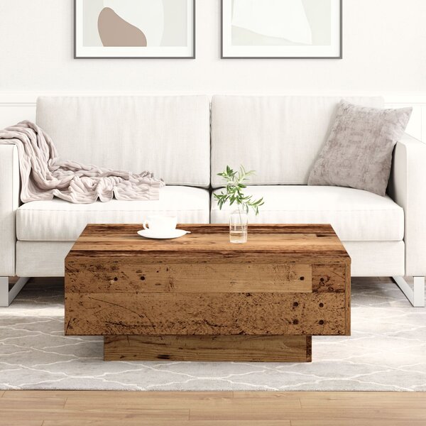 VidaXL Kanapéasztal Régi fa Tömör fa 80 x 80 x 31 cm Egyszerű