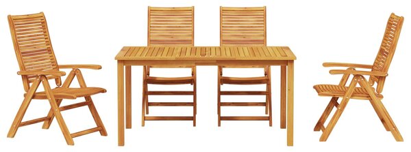 VidaXL Kert étkező szett 5 pcs Barna Tömör Akácfa