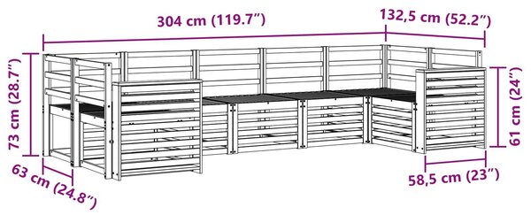 VidaXL Kültéri kanapé szett 7 pcs Fehér 304 x 132,5 x 73 cm