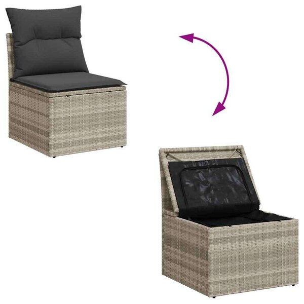 VidaXL Polyrattan Kerti Ülőgarnitúra - 10 részes - Világosszürke