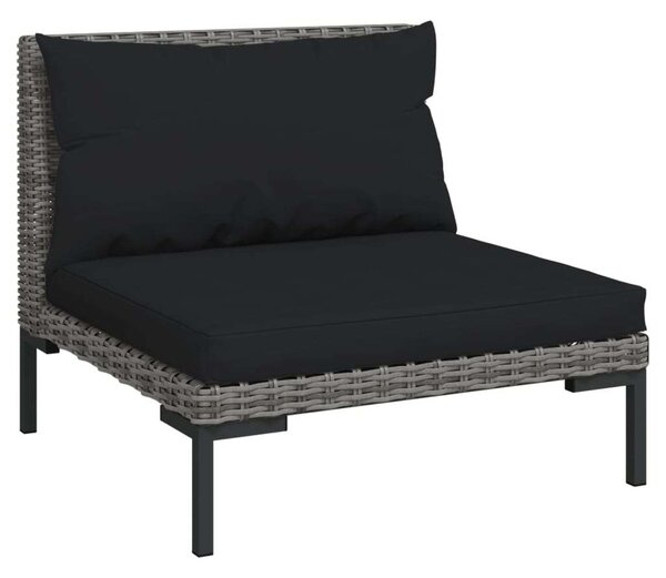 Polyrattan Kerti Ülőgarnitúra - 4 részes - Sötétszürke