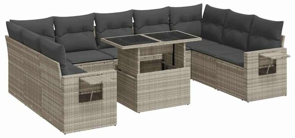 VidaXL Polyrattan Kerti Ülőgarnitúra - 10 részes - Világosszürke