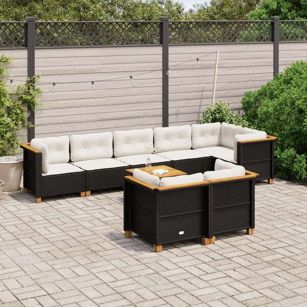VidaXL 9 részes Kerti Ülőgarnitúra - Fekete Polyrattan
