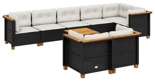 VidaXL 9 részes Kerti Ülőgarnitúra - Fekete Polyrattan