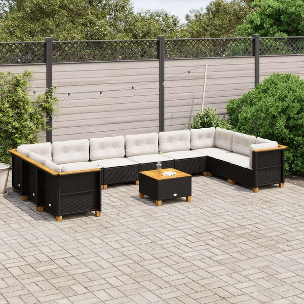 VidaXL Polyrattan Kerti Ülőgarnitúra - 11 részes - Fekete