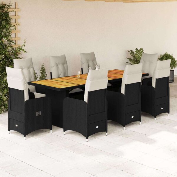 VidaXL 8 Személyes Kerti Bútor Szett - Fekete Polyrattan