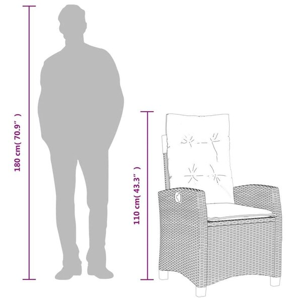 VidaXL 5 részes szürke polyrattan kerti étkezőgarnitúra párnával