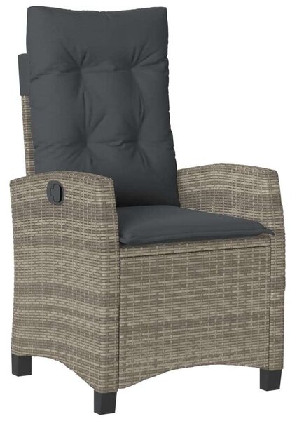 VidaXL 5 részes szürke polyrattan kerti étkezőgarnitúra párnával