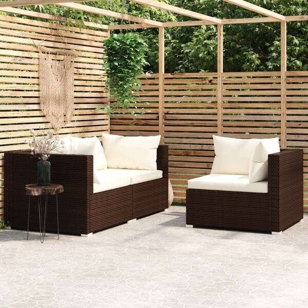 VidaXL Polyrattan Kerti Ülőgarnitúra - 3 részes - Barna