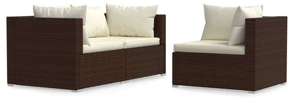 VidaXL Polyrattan Kerti Ülőgarnitúra - 3 részes - Barna