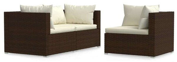 VidaXL Polyrattan Kerti Ülőgarnitúra - 3 részes - Barna