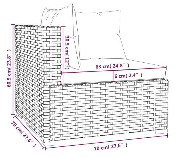VidaXL Polyrattan Kerti Ülőgarnitúra - 9 részes - Fekete