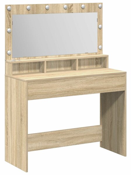 VidaXL Sonoma tölgy Forgácslap 100 x 41 x 135 cm Tükör Pipereszék