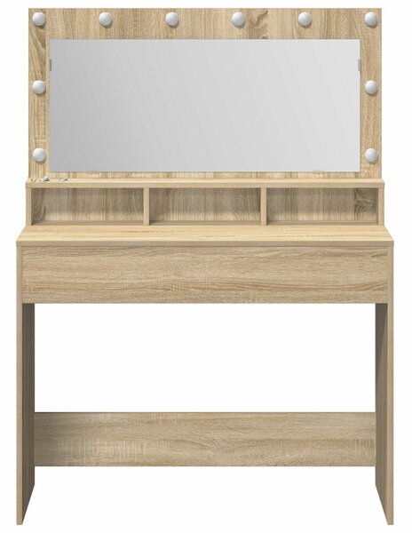 VidaXL Sonoma tölgy Forgácslap 100 x 41 x 135 cm Tükör Pipereszék