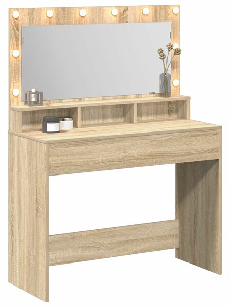 VidaXL Sonoma tölgy Forgácslap 100 x 41 x 135 cm Tükör Pipereszék