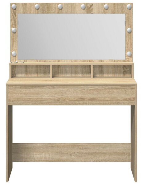 VidaXL Sonoma tölgy Forgácslap 100 x 41 x 135 cm Tükör Pipereszék