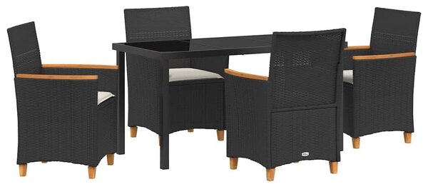 VidaXL Kert étkező szett 5 pcs Fekete polirattan