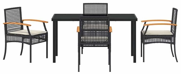 VidaXL Kert étkező szett 5 pcs Fekete polirattan