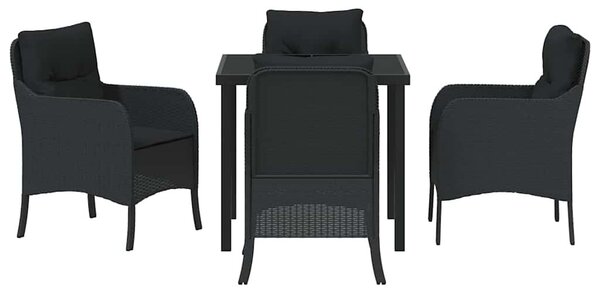 VidaXL Kert étkező szett párnával 5 pcs Fekete polirattan