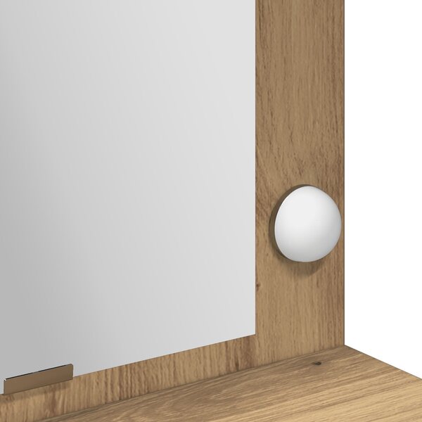 VidaXL Mesterien megmunkált tölgy Szerelt fa 100 x 41 x 135 cm Tükör