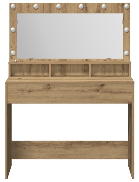 VidaXL Mesterien megmunkált tölgy Szerelt fa 100 x 41 x 135 cm Tükör
