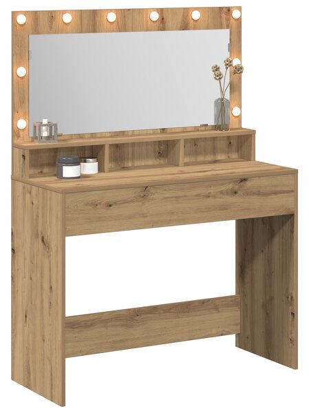 VidaXL Mesterien megmunkált tölgy Szerelt fa 100 x 41 x 135 cm Tükör