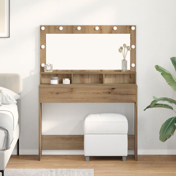 VidaXL Mesterien megmunkált tölgy Szerelt fa 100 x 41 x 135 cm Tükör